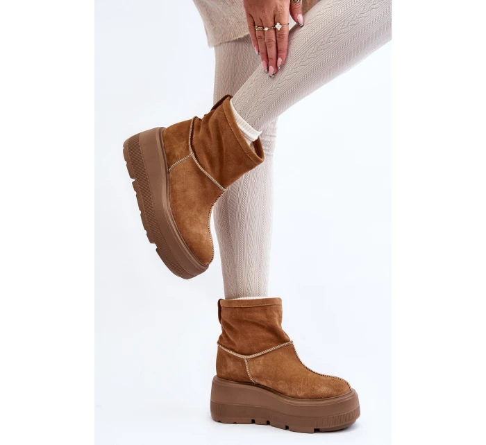 Kožené dámské boty na masivní podrážce Camel model 21644292 - Zazoo