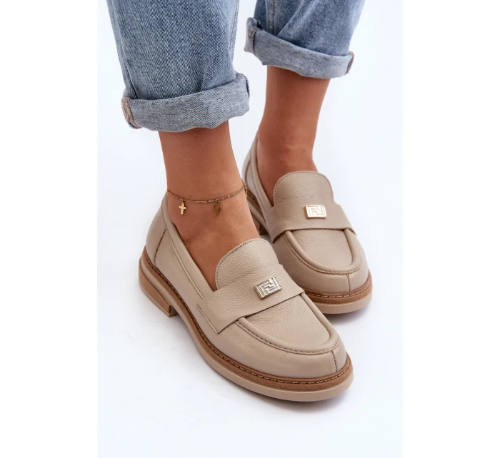 model 21648148 Dámské kožené mokasíny béžové - Zazoo model 21648148 Dámské kožené mokasíny béžové - Zazoo