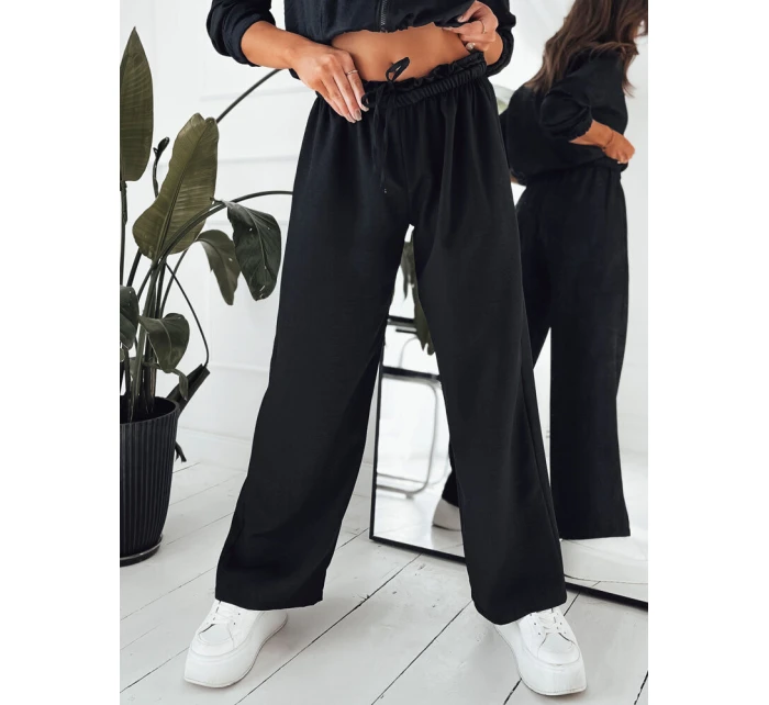 Dámské kalhoty se širokými nohavicemi MADDIE black FashionStreet UY1836