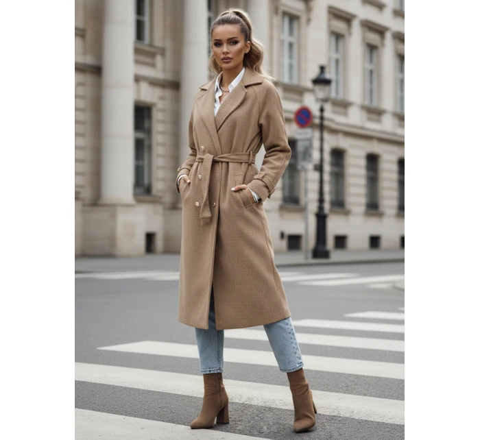 Dámský oversize kabát dlouhý camel Dstreet model 21982238 - FashionStreet