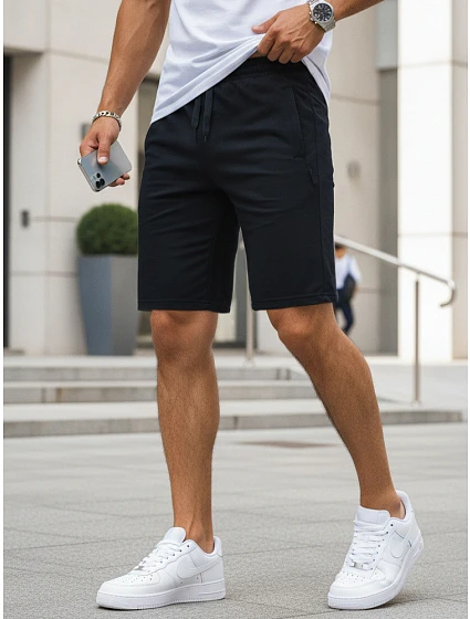 Pánské teplákové kraťasy s tkaničkami, tmavě modré, FashionStreet SX2584