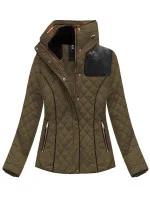 Krótka zimowa pikowana damska kurtka brązowa (wz105)