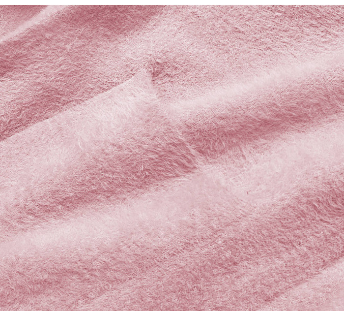 růžový dlouhý vlněný přehoz přes oblečení typu alpaka s kapucí model 18028441 - MADE IN ITALY
