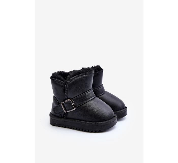 Dětské ekologické kožené sněhule s popruhem černé model 21645800 - Boto