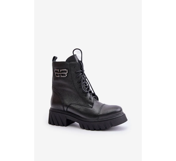 Zazoo 60486 Kožené Boty Pracovníky Zateplené Černé Zazoo 60486 Kožené Boty Pracovníky Zateplené Černé