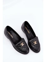 Kožené mokasíny se zlatou ozdobou černé model 21686509 - Laura Messi