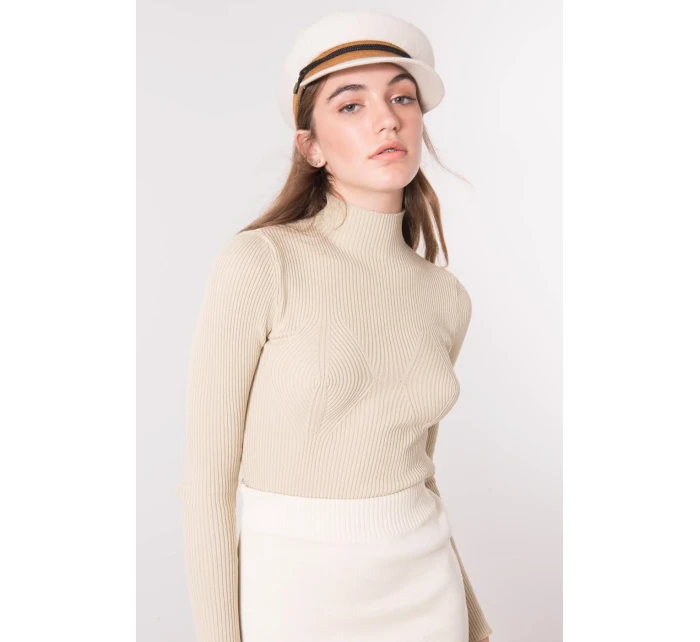 Sweter model 18484169 jasny beżowy - FPrice Sweter model 18484169 jasny beżowy - FPrice