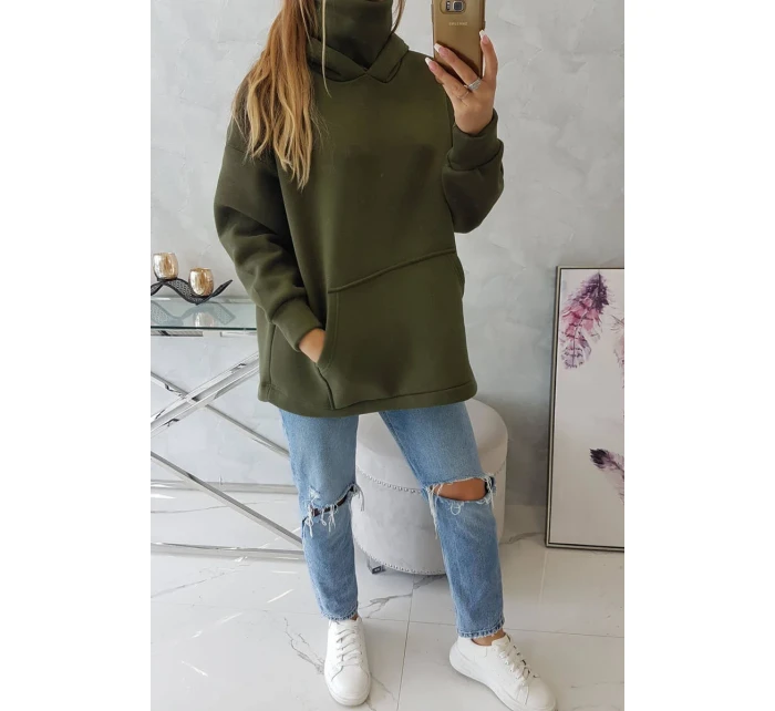 Zateplená mikina se zipem na zádech v barvě khaki Zateplená mikina se zipem na zádech v barvě khaki