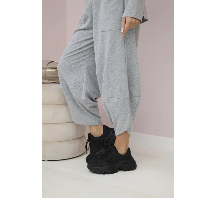 Bavlněná mikina kalhoty set šedá