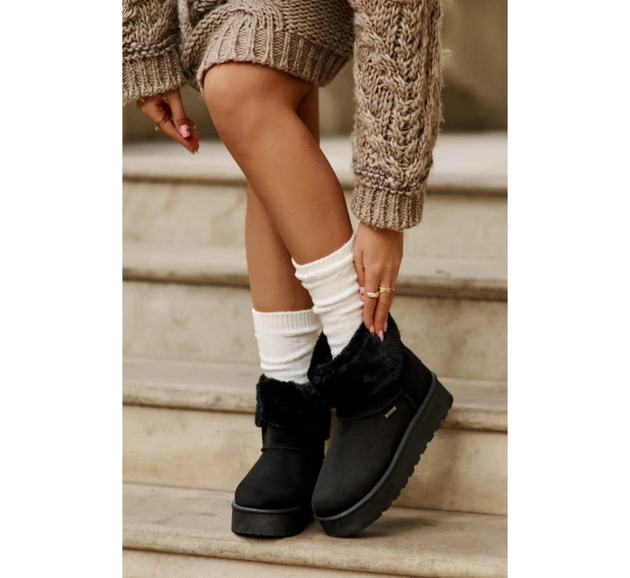 Sněhové boty na platformě s kožešinou Big Star OO274A108 Černé Sněhové boty na platformě s kožešinou Big Star OO274A108 Černé