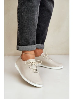 Šněrovací Polobotky Z Přírodní Kůže D&A model 21686119 Béžové - S.Barski