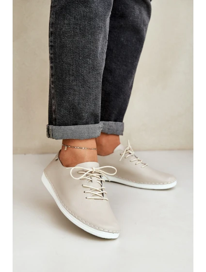 Šněrovací Polobotky Z Přírodní Kůže D&A model 21686119 Béžové - S.Barski