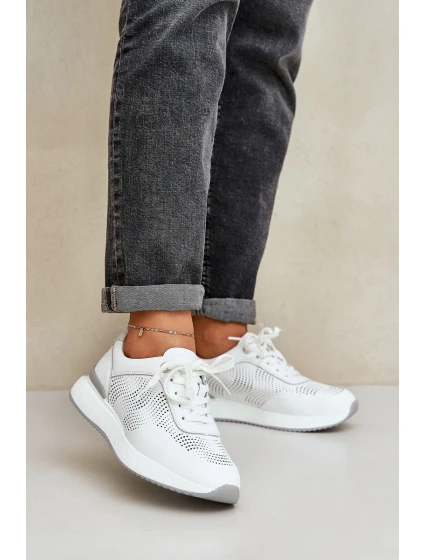 Kožené Sportovní Boty Dámské Sneakers model 21686168 Bílé - S.Barski