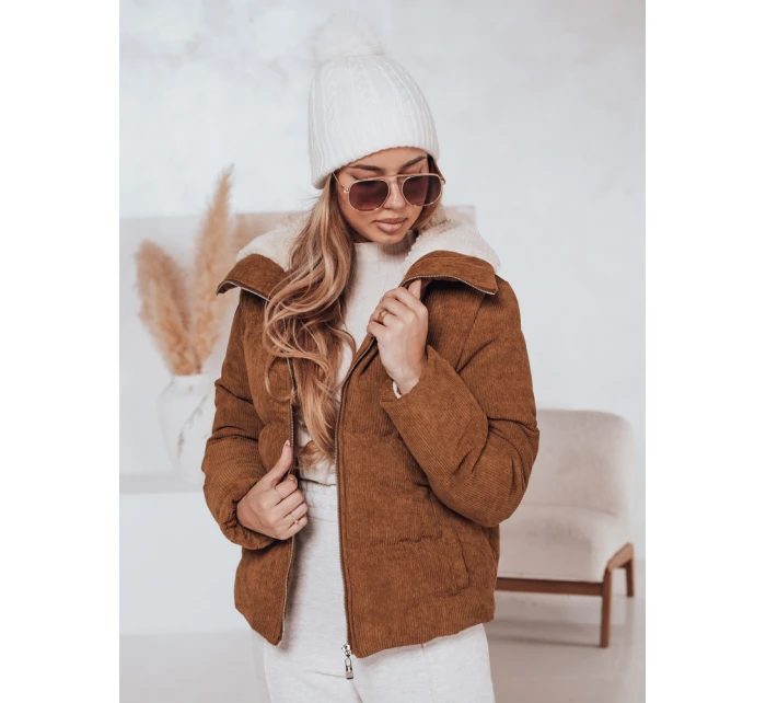 Dámská zimní manšestrová bunda TRENDYGLAM hnědá FashionStreet TY4360