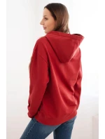 Dámská mikina s kapucí a model 21495001 z bavlny bordová - K-Fashion