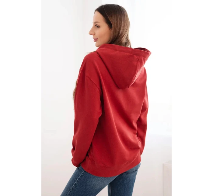 Dámská mikina s kapucí a model 21495001 z bavlny bordová - K-Fashion