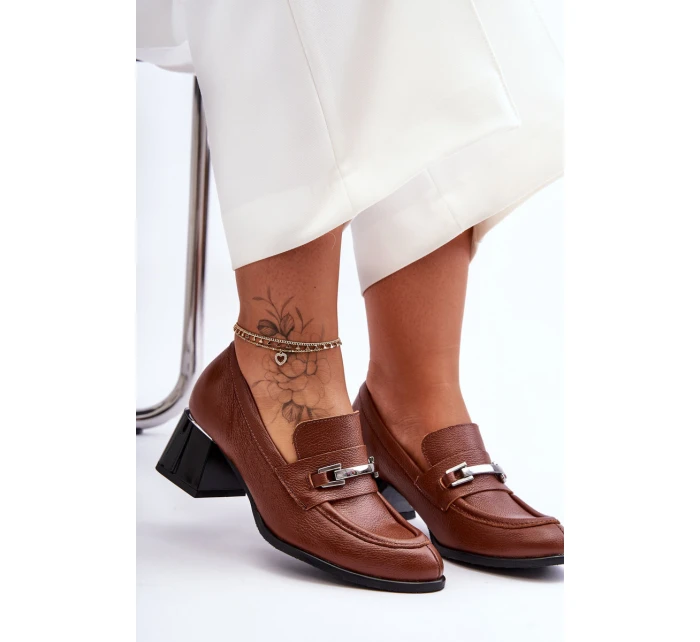 Pohodlné Kožené Lodičky Hnědé Damira Pohodlné Kožené Lodičky Hnědé Damira