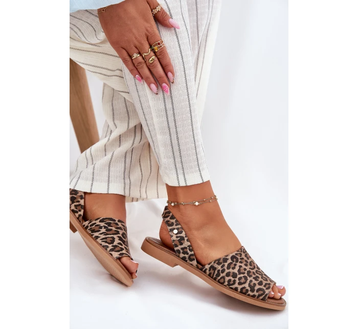 model 21697372 Kožené Nazouvací Sandály Leopardí - Zazoo model 21697372 Kožené Nazouvací Sandály Leopardí - Zazoo