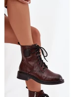 Kožené dámské workery s ozdobným detailem Maciejka K7180-01 hnědé