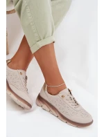 Kožené semišové dámské tenisky s otvory Sergio Leone SP-002 světle hnědé Kožené semišové dámské tenisky s otvory Sergio Leone SP-002 světle hnědé