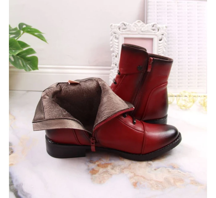 Jezzi W JEZ52G zateplené zdobené boty červená