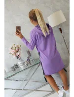 Šaty s kapucí a potiskem fialové Šaty s kapucí a potiskem fialové
