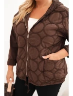 Dámská mikina Plus Size rozepínací na zip hnědá Dámská mikina Plus Size rozepínací na zip hnědá
