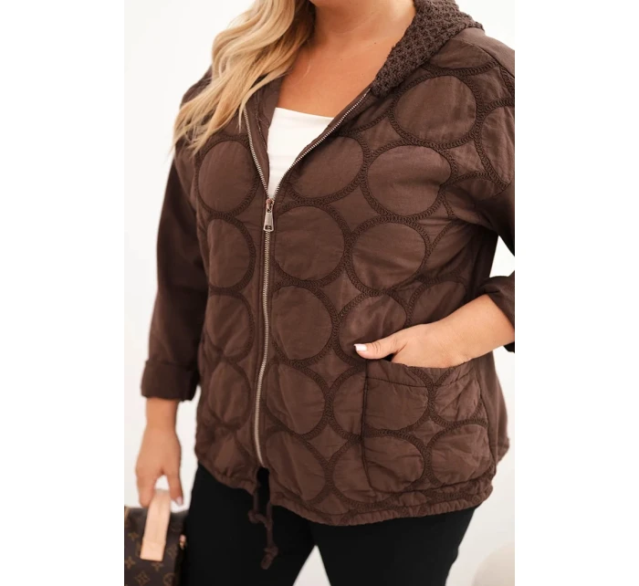 Dámská mikina Plus Size rozepínací na zip hnědá Dámská mikina Plus Size rozepínací na zip hnědá
