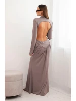 Dámská dlouhá šaty z viskózy s rolákem a odhalenými zády fango Dámská dlouhá šaty z viskózy s rolákem a odhalenými zády fango