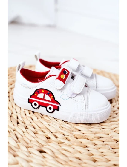 Dětské Tenisky Se Suchým Zipem Bíle-červené Taxi Dětské Tenisky Se Suchým Zipem Bíle-červené Taxi