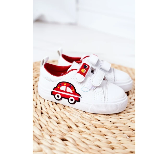 Dětské Tenisky Se Suchým Zipem Bíle-červené Taxi Dětské Tenisky Se Suchým Zipem Bíle-červené Taxi
