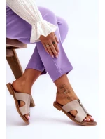 Dámské pantofle s ozdobným zipem Béžová model 21617391 - Boto