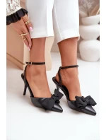 Eko kožené lodičky s mašlí černé model 21679329 - Boto