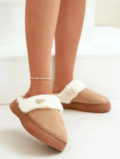 Dámské Pantofle S Kožíškem A Dekorativním Srdcem Hnědé Otielo