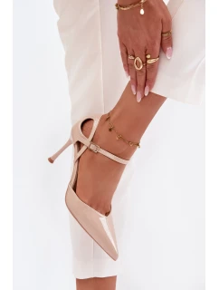 Lakované podpatky s páskem béžové model 21788326 - Boto