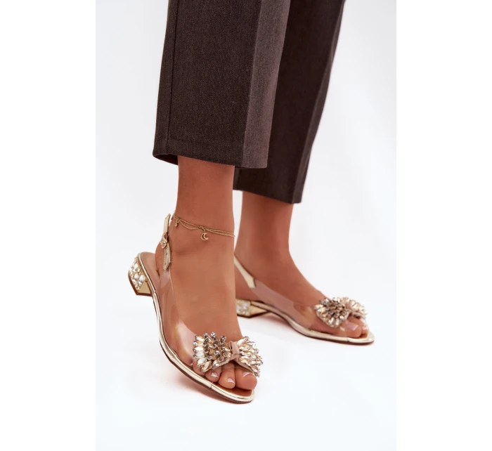 Průhledné sandály s mašlí D&A MR52-231 zlaté