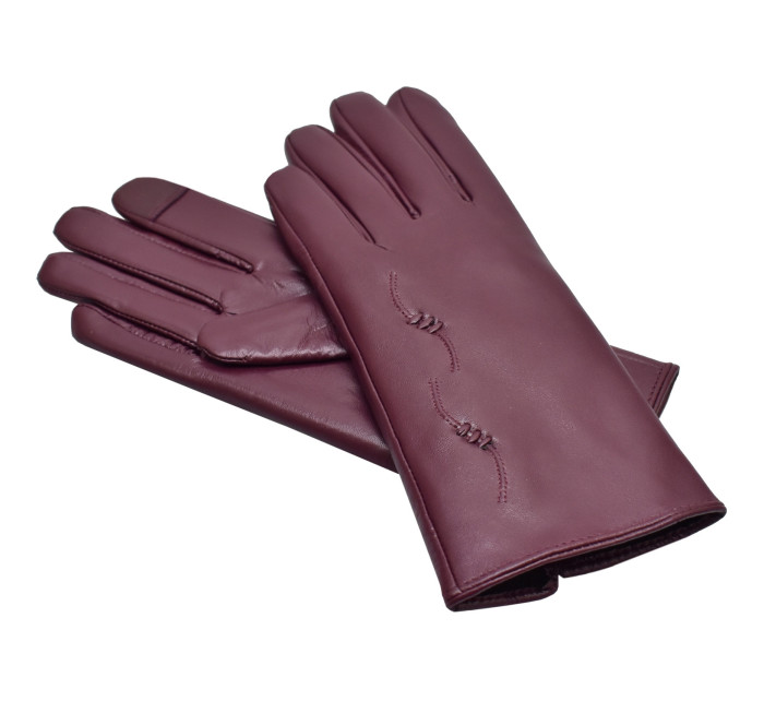 Dámské kožené antibakteriální rukavice model 16627234 Crimson - Semiline