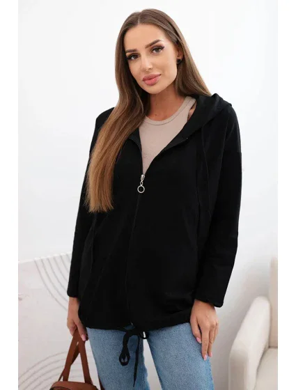 Dámská mikina s kapucí a šňůrkou dole černá Dámská mikina s kapucí a šňůrkou dole černá