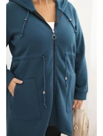 Dámská mikina zateplená Plus Size s kapucí a model 21480759 výstřihem hnědá - K-Fashion