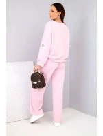 Dámská sada máslová mikina + kalhoty světle růžový