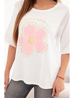 Dámská bavlněná oversize halenka s květinovým potiskem bílá