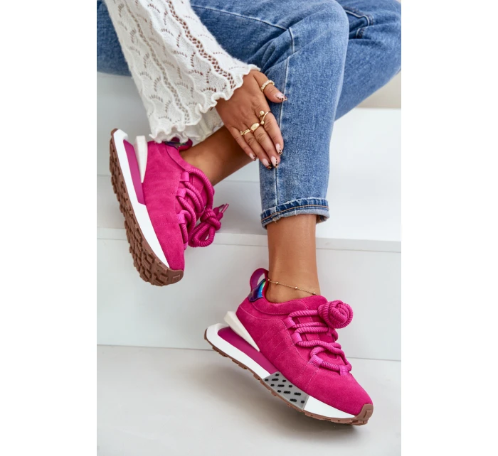 Dámské Zamszové Tenisky Na Platformě S Šněrováním Fuchsie Artiker model 21671689 - Boto Dámské Zamszové Tenisky Na Platformě S Šněrováním Fuchsie Artiker model 21671689 - Boto