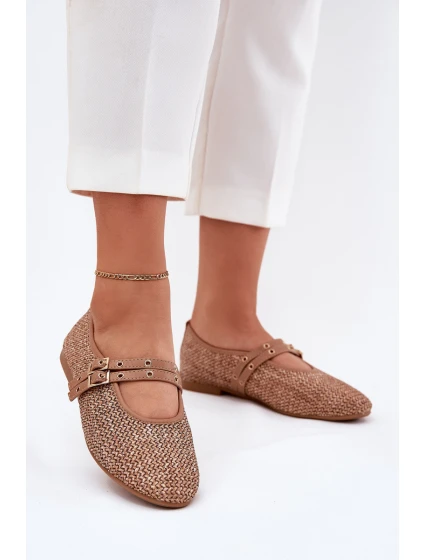 Baleríny S Pletením A Pásky Khaki model 21699466 - Boto