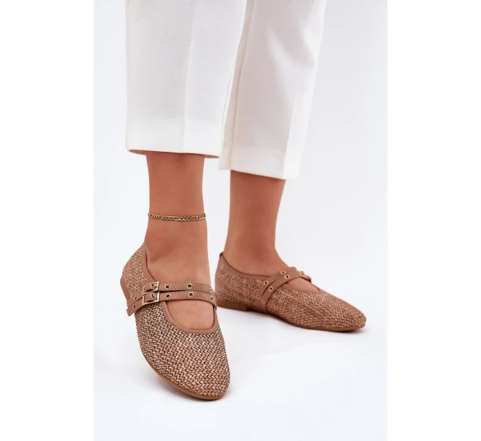Baleríny S Pletením A Pásky Khaki model 21699466 - Boto