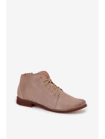 Semišové kotníkové boty na plochém podpatku Cappuccino Zazoo 4078