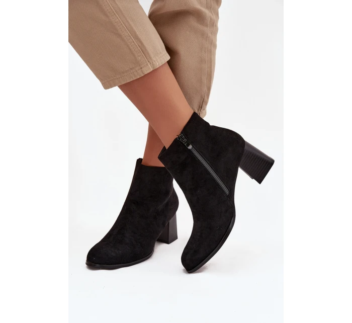 Dámské kotníkové boty na podpatku Eko semiš Černé Marilou