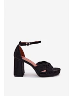 Dámské sandály na podpatku s semiše černé model 22107191 - Boto