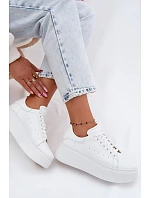 Kožené dámské tenisky na platformě Zazoo N408S2 bílé