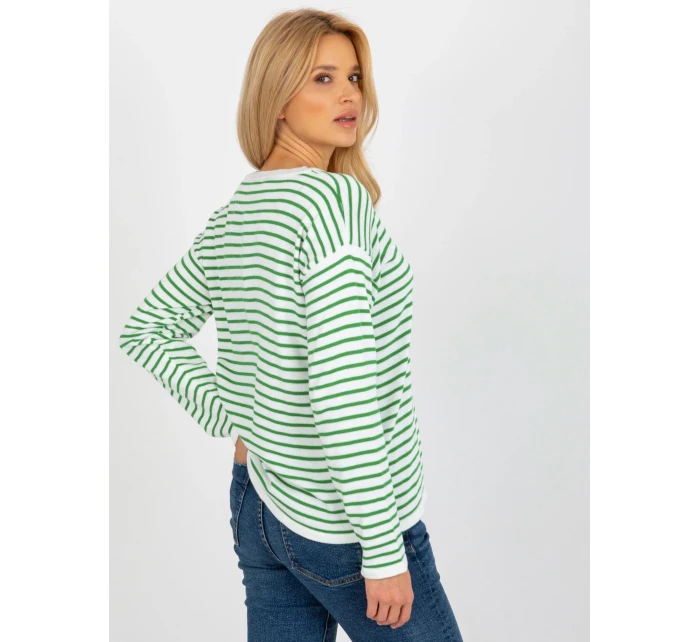 Dámský svetr LC SW 6006 .22 bílé a zelené - FPrice Dámský svetr LC SW 6006 .22 bílé a zelené - FPrice