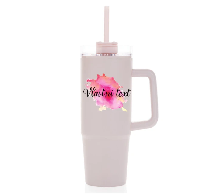 Personalizovaná cestovní termoska s průhledným víčkem - Akvarelový otisk